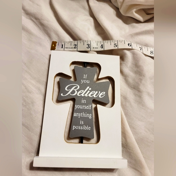 NWT SPINNING ROTATING INSPIRATIONAL SIGN STAND CROSS PRAYER GRATITUDE GI… - Picture 5 of 7